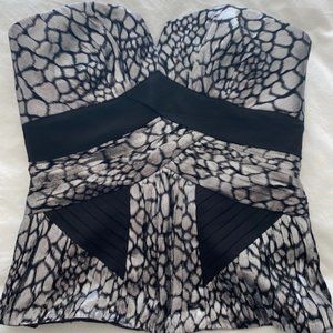 BEBE - NWOT - Silver Metallic Foiled Strapless Top (Size: SMALL)